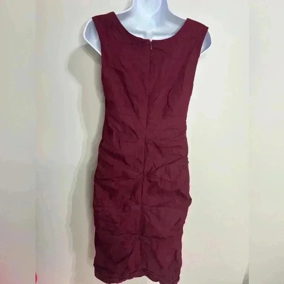 Eileen Fisher Cranberry Ruched Dress Size 4 - Picture 5 of 8